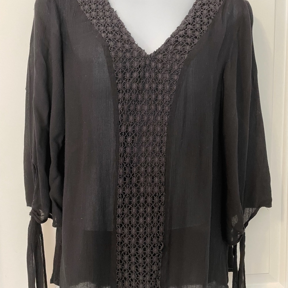Saks Fifth Ave Blue Label Embroidered Boho Top - Size L